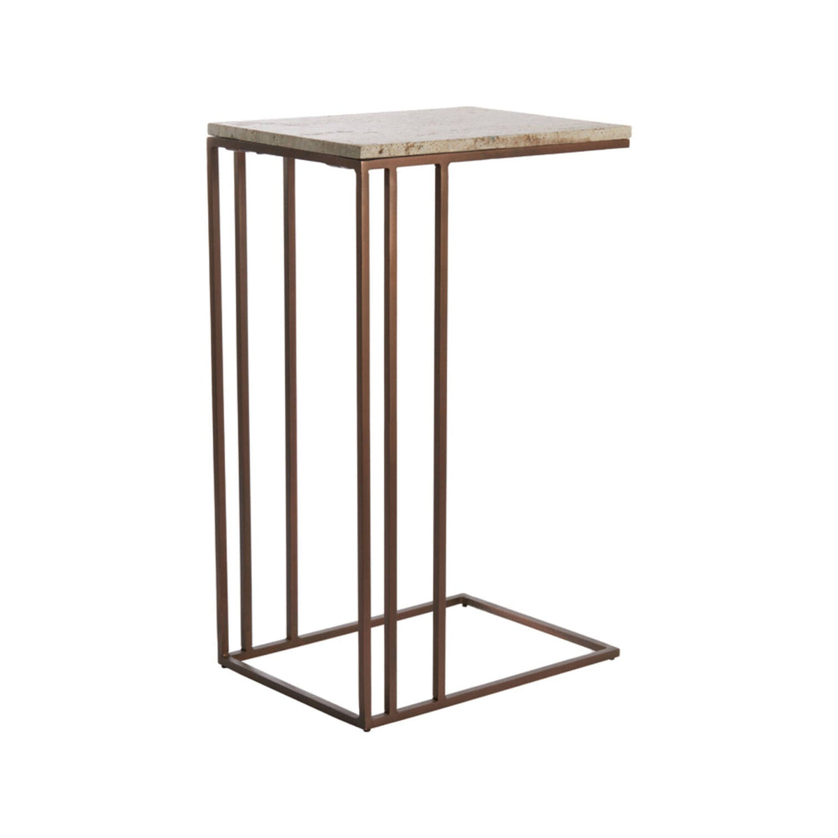 Roshan Brown Travertine Rectangular Side Table