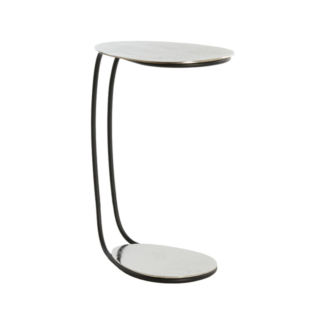 Marsh Raw Nickel & Black Metal Oval Side Table