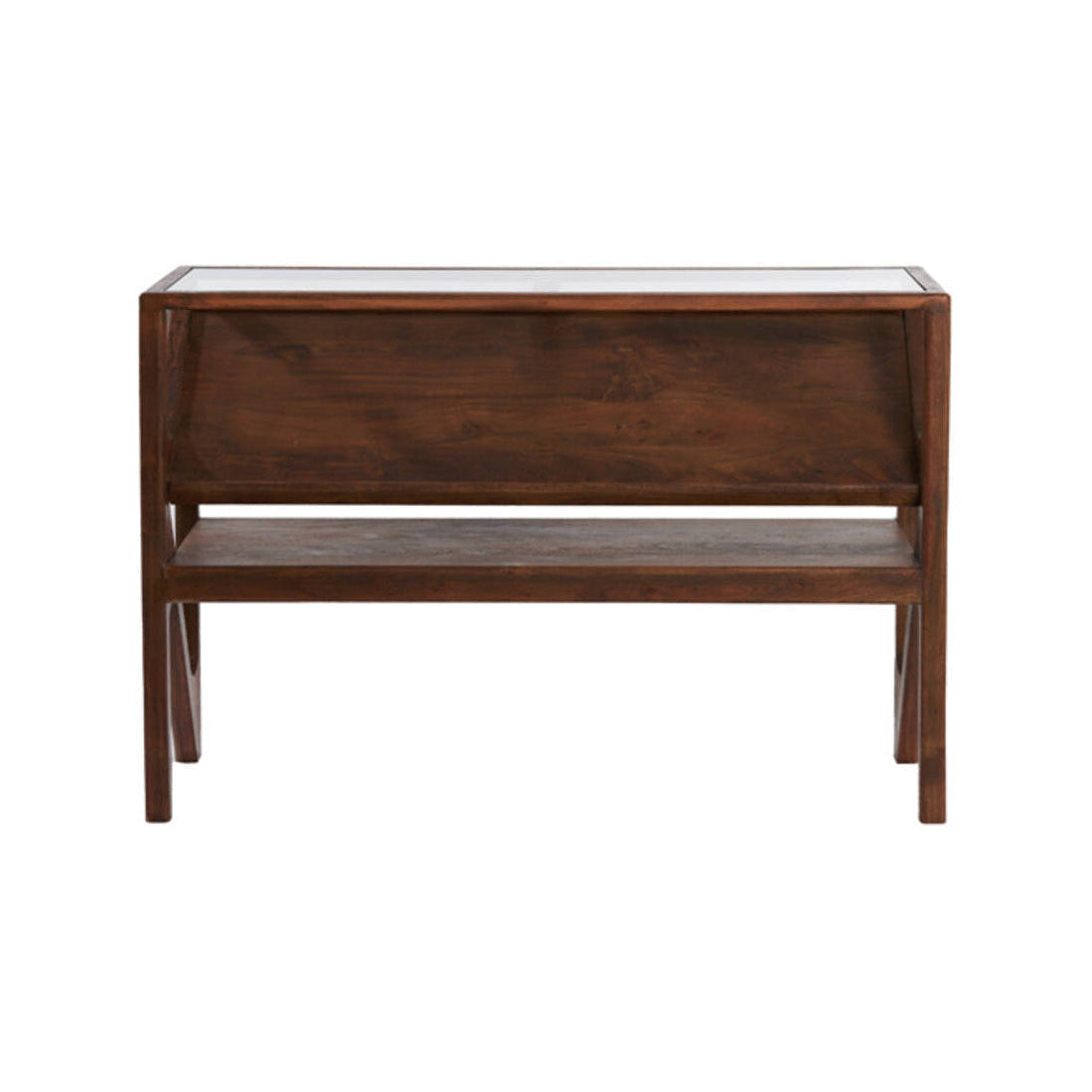 Yuki Dark Brown Acacia Wood & Glass Console Table