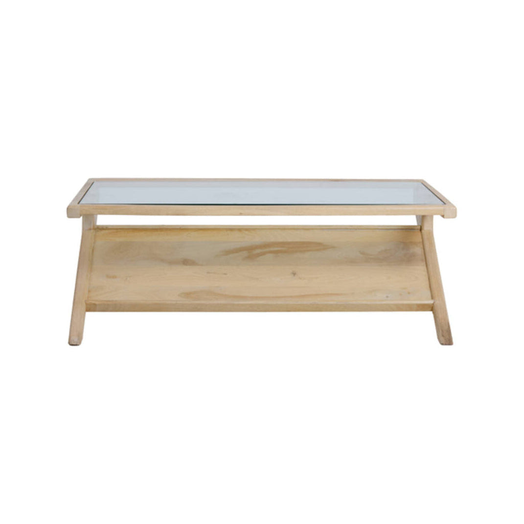 Yuki Natural Mango Wood & Glass Rectangular Coffee Table