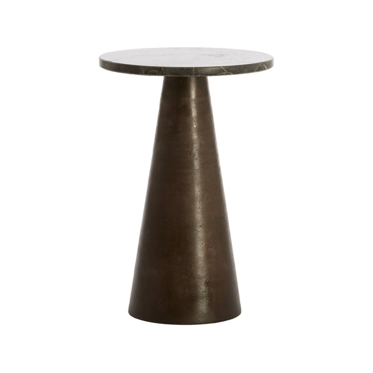 Ynez Dark Brown Marble Round Side Table 51cm