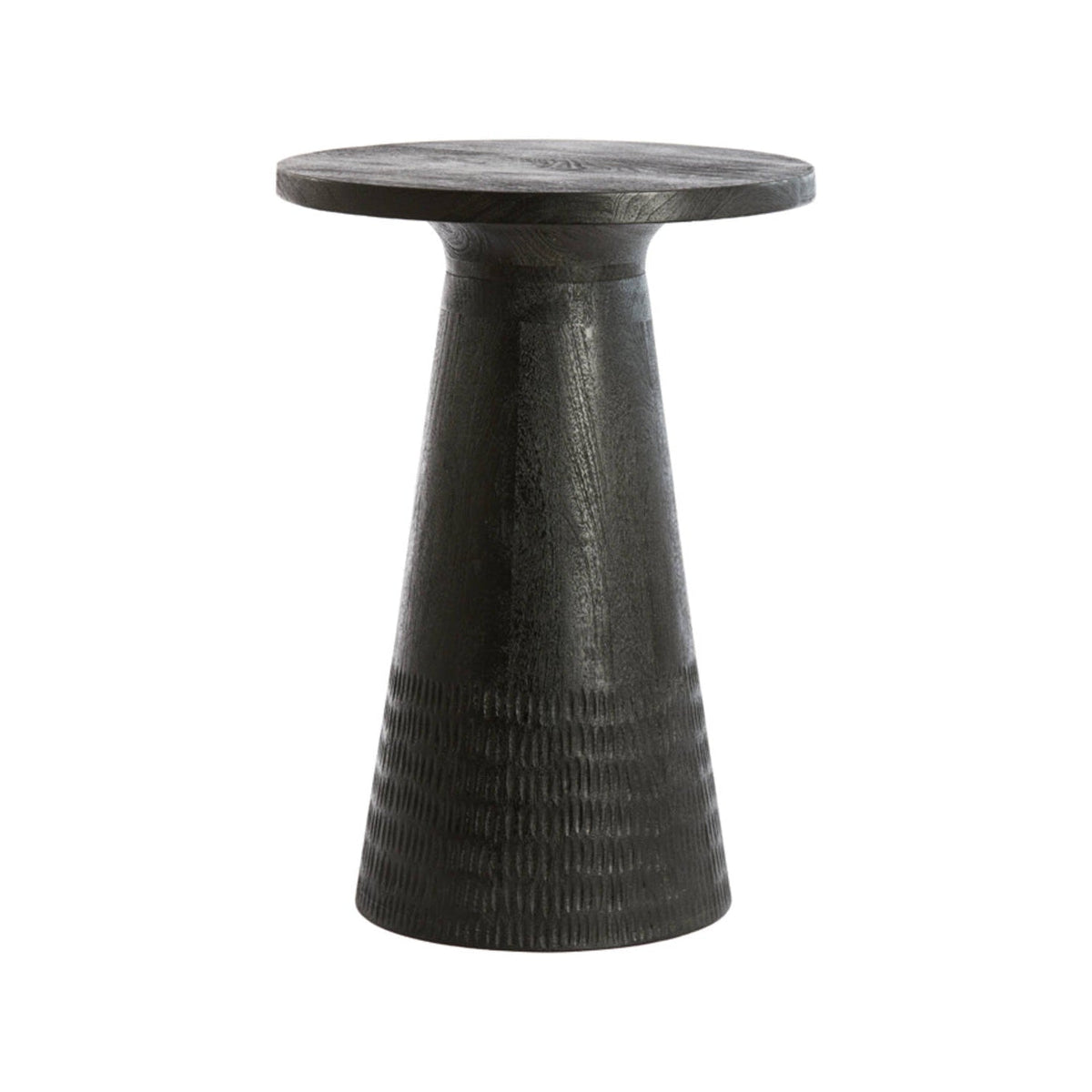 Paxos Matt Black Wood Round Side Table