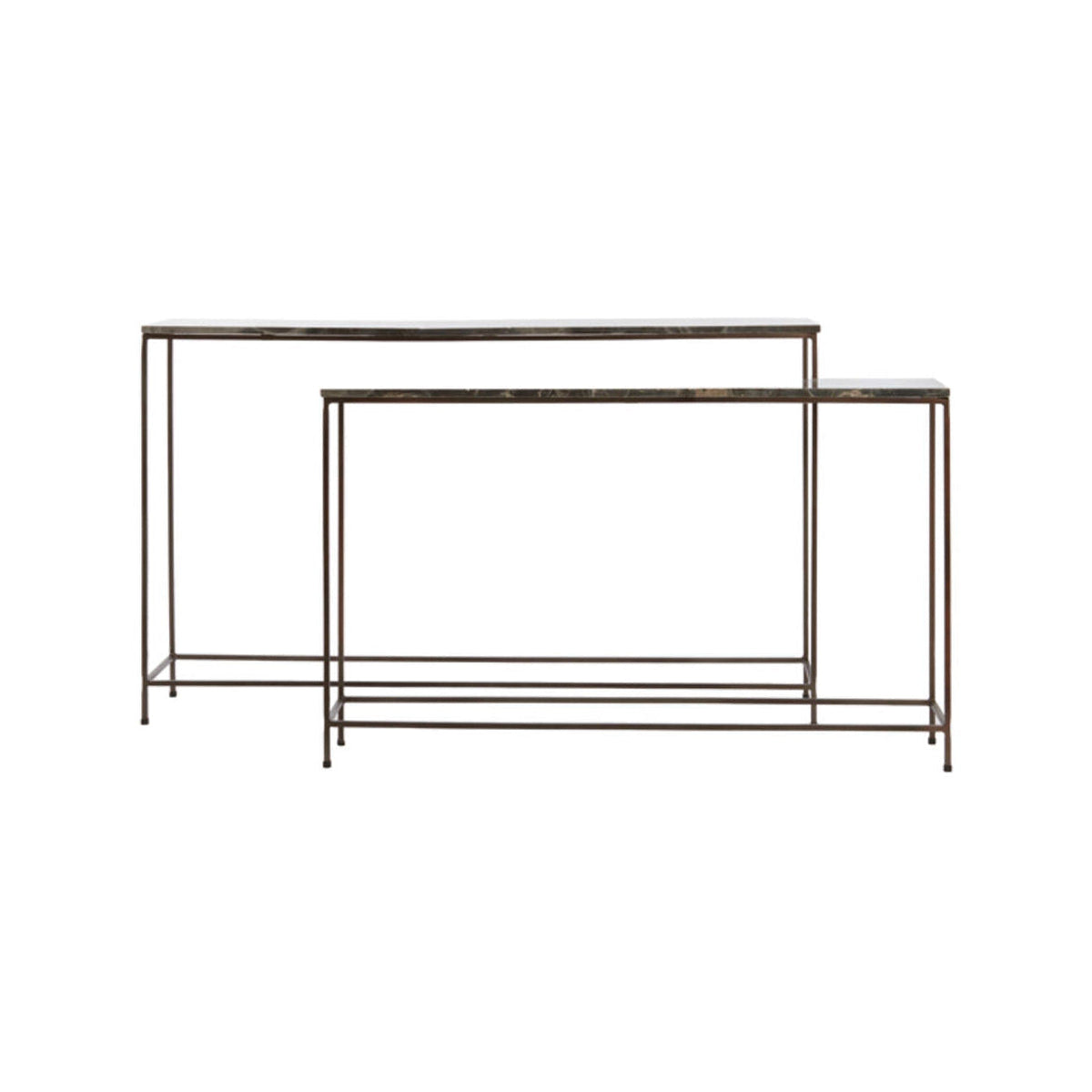 Morena Set of 2 Brown Marble Console Tables