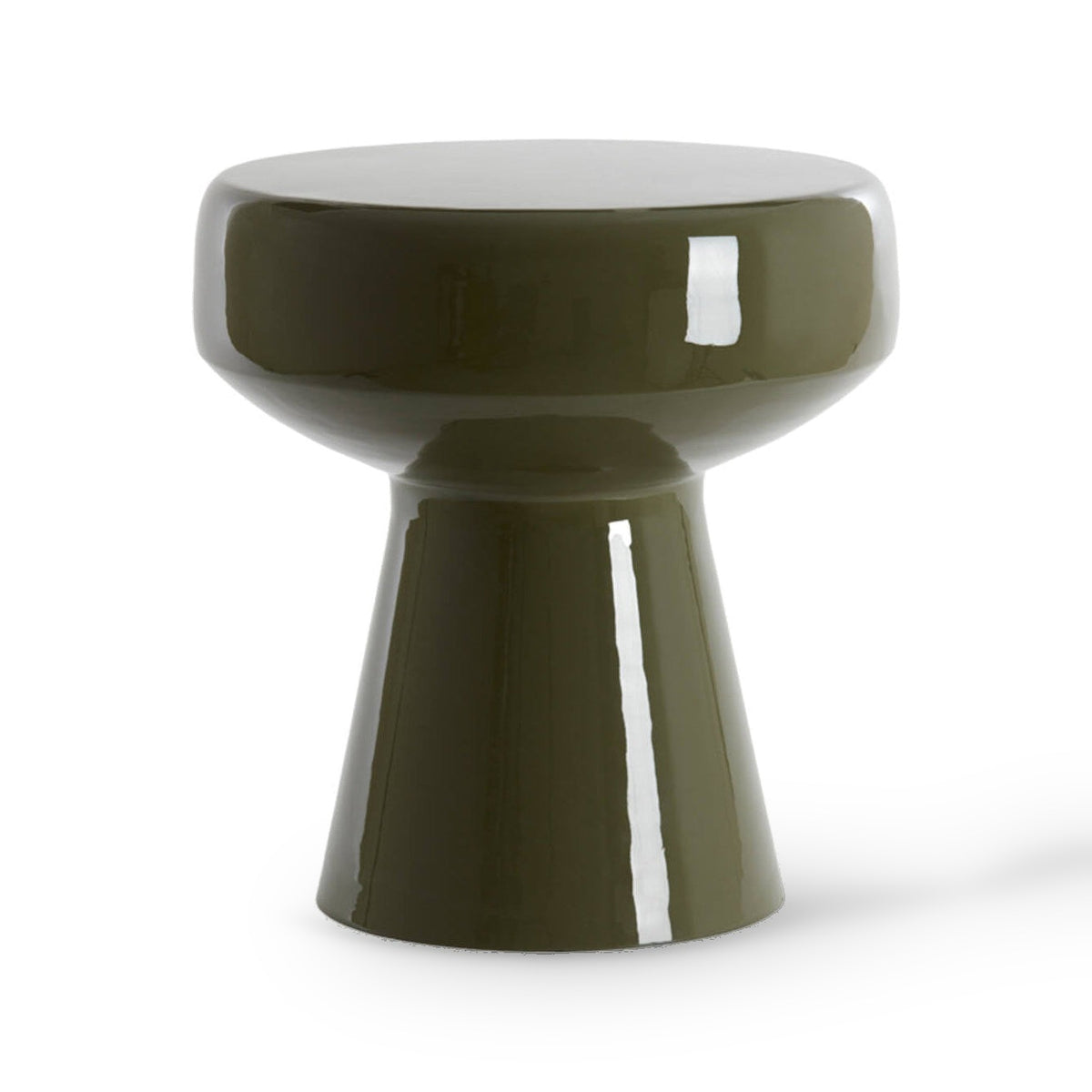 Dakwa Gloss Dark Olive Green Metal Round Side Table 42cm
