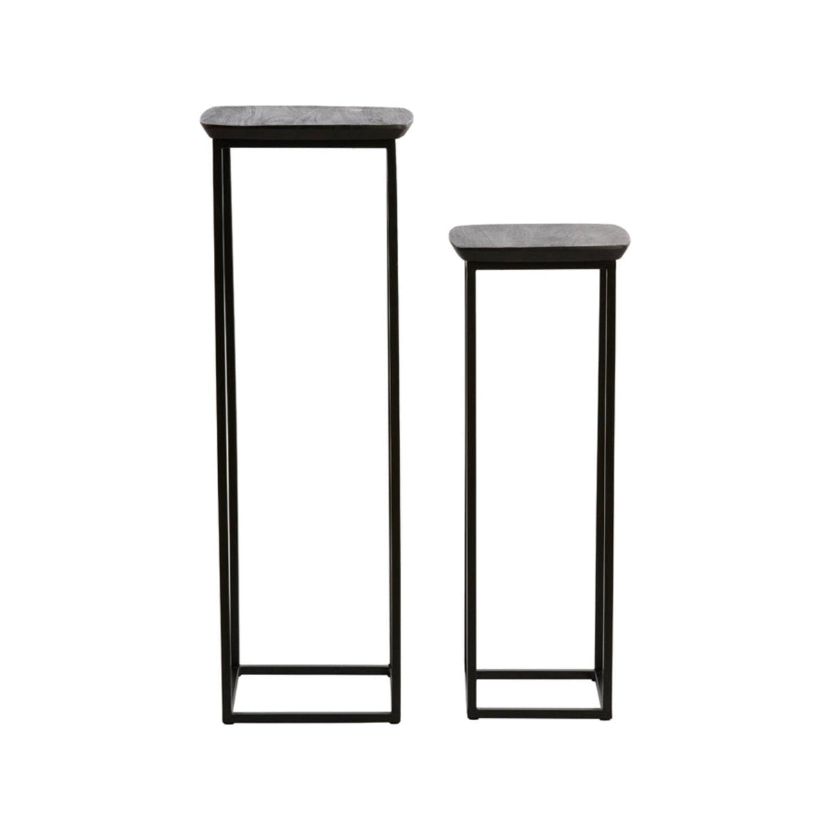 Quenza Set of 2 Matt Black Acacia Wood Plinths