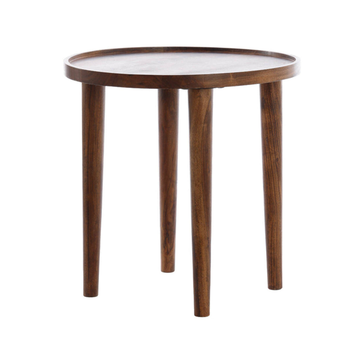 Qiano Brown Acacia Wood Round Side Table 45cm
