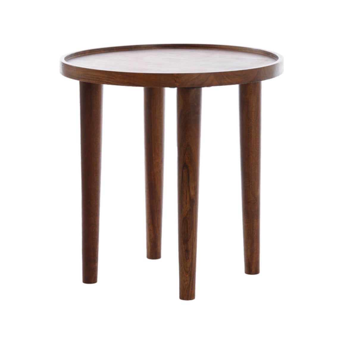 Qiano Brown Acacia Wood Round Side Table 49cm