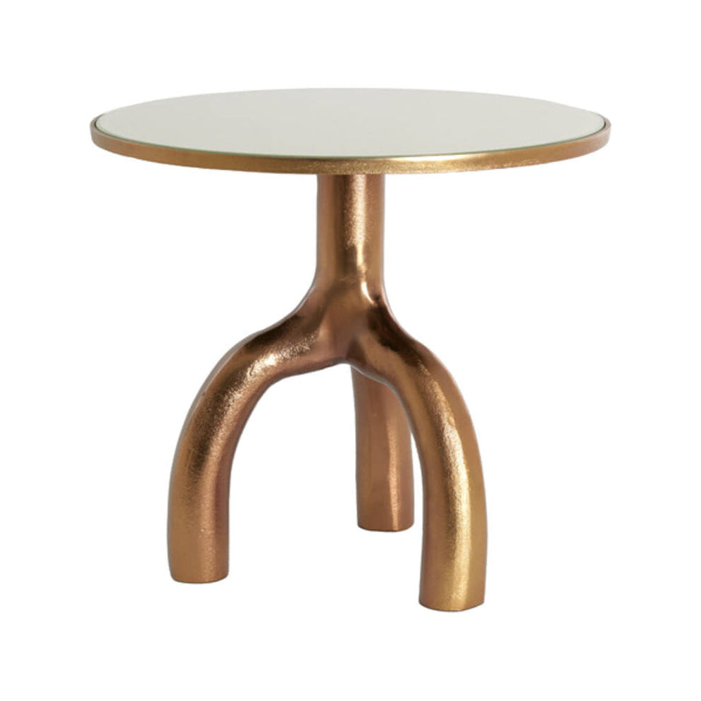 Mello Gloss Brown Bronze & Taupe Glass Round Side Table 45.5cm