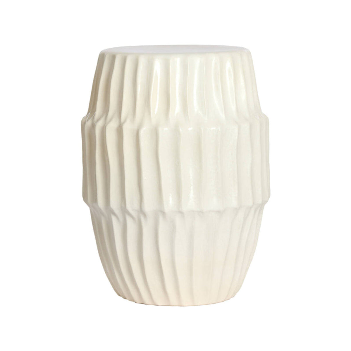 Isili Matt White Ribbed Ceramic Round Side Table