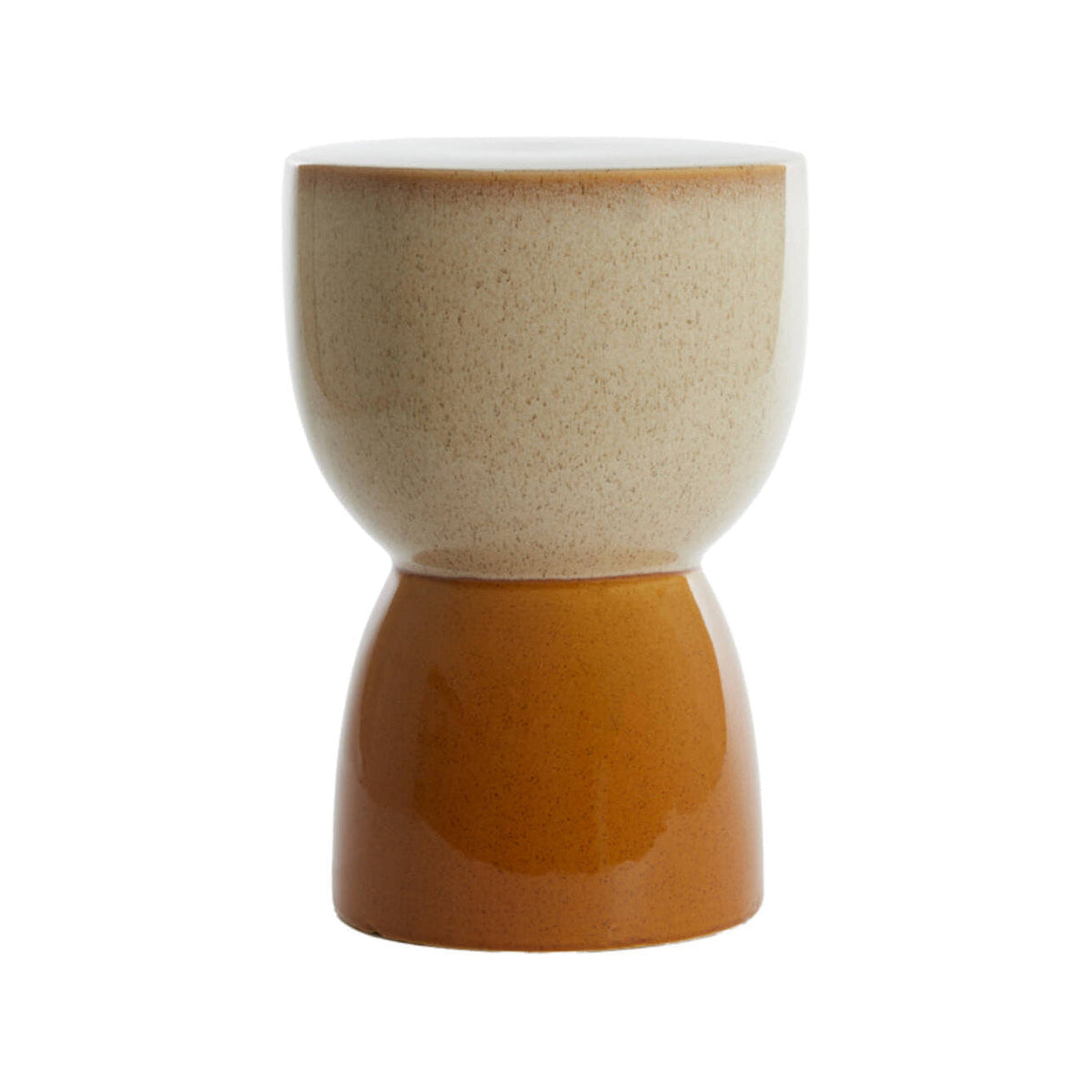 Finca Gloss Cream & Ochre Ceramic Round Side Table
