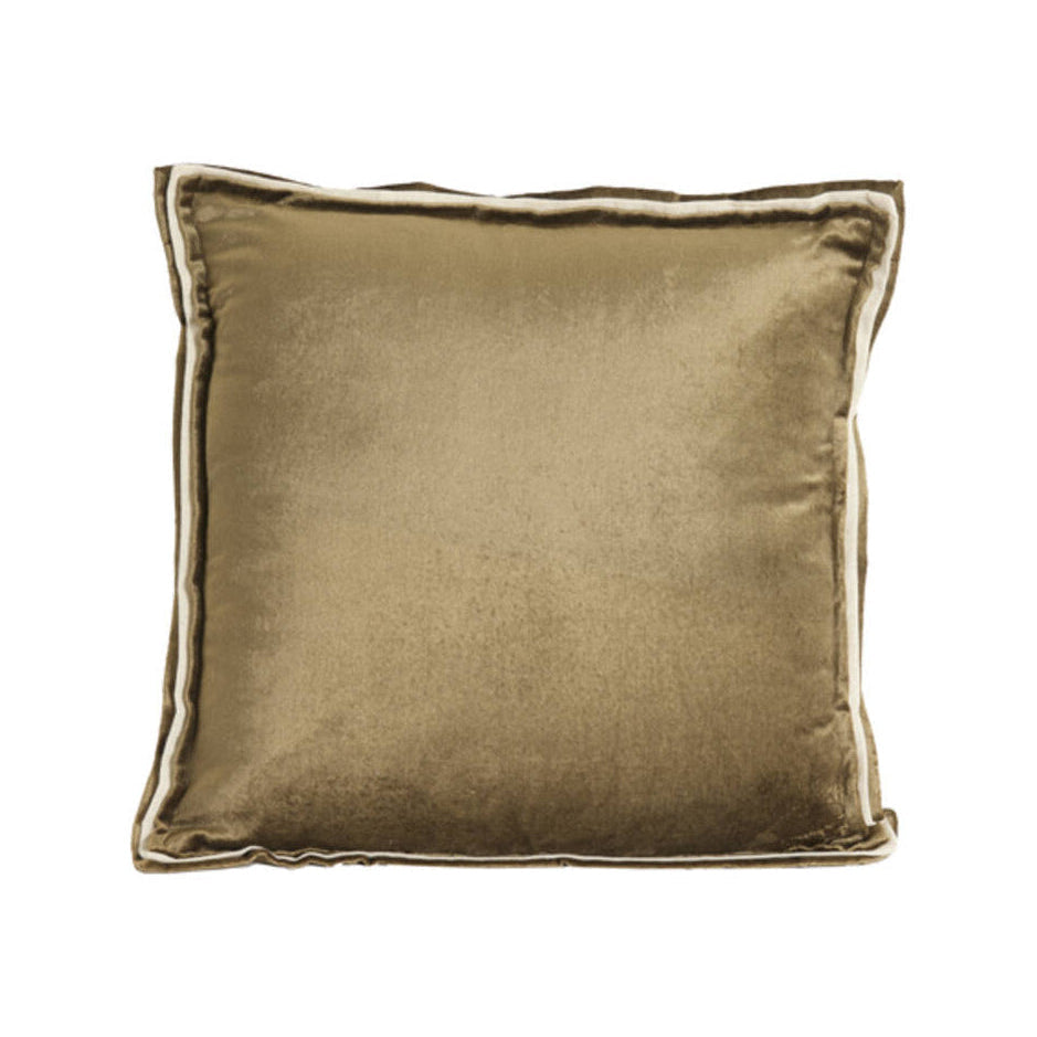 Baxley Olive Green Velvet & Natural Linen Square Cushion 45x45cm