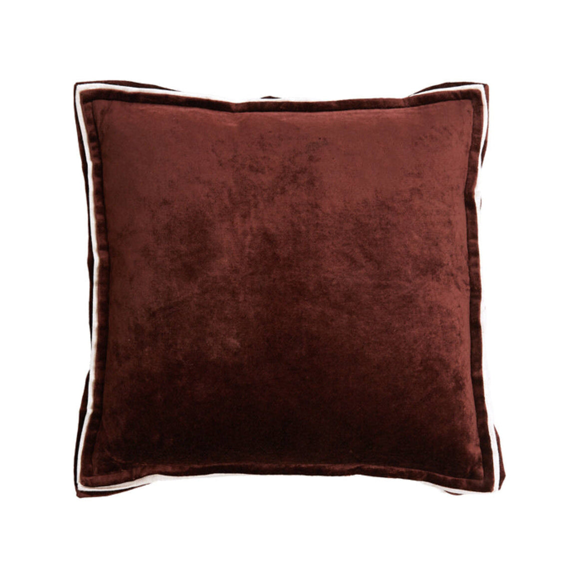Baxley Dark Brown Velvet & Natural Linen Square Cushion 45x45cm
