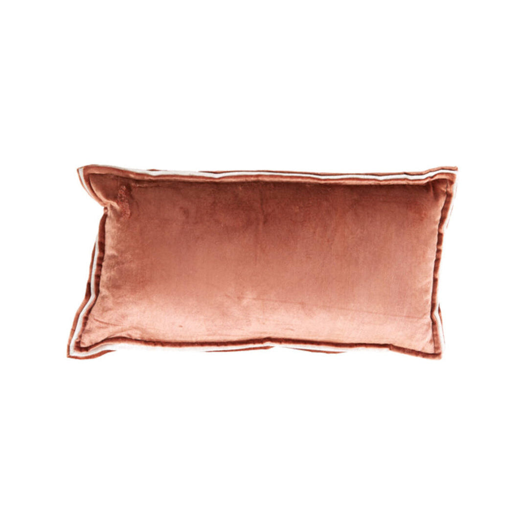 Baxley Dusty Pink Velvet & Natural Linen Rectangular Cushion 60x30cm