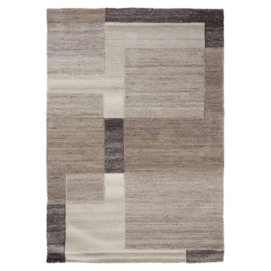 Almao Beige & Dark Brown Wool Rectangular Rug 160x230cm