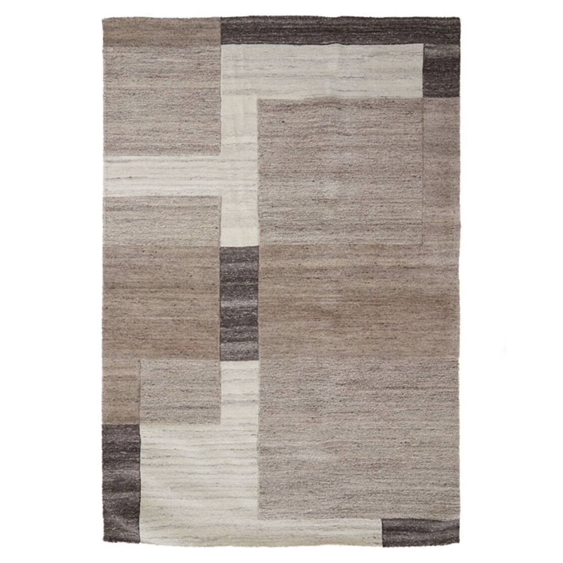 Almao Beige & Dark Brown Wool Rectangular Rug 300x200cm