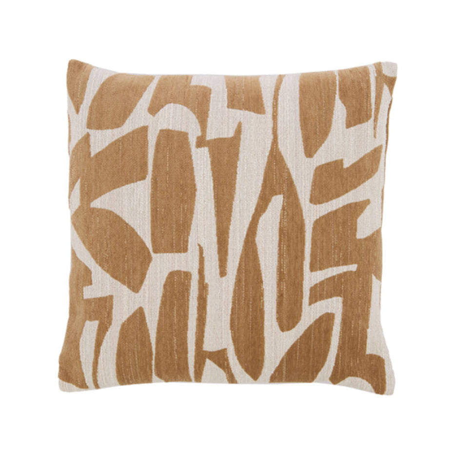 Peoria Ochre Yellow & Cream Abstract Feather Filled Square Cushion 45x45cm