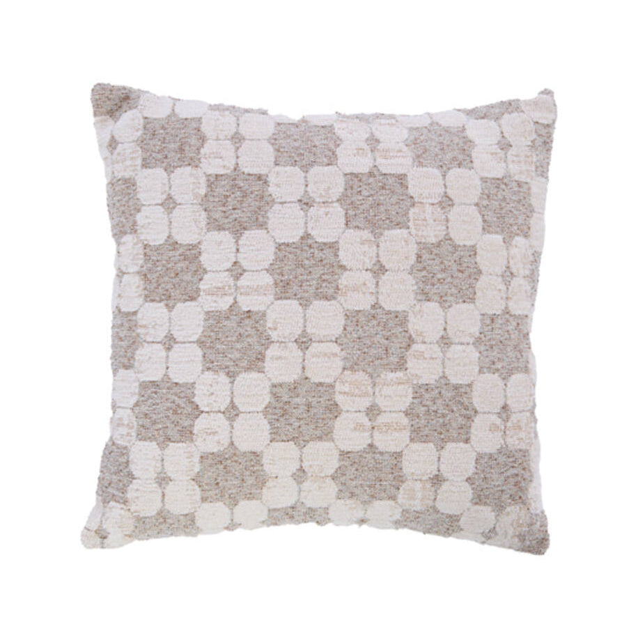 Pueblo Cream & Sand Geometric Feather Filled Square Cushion 45x45cm