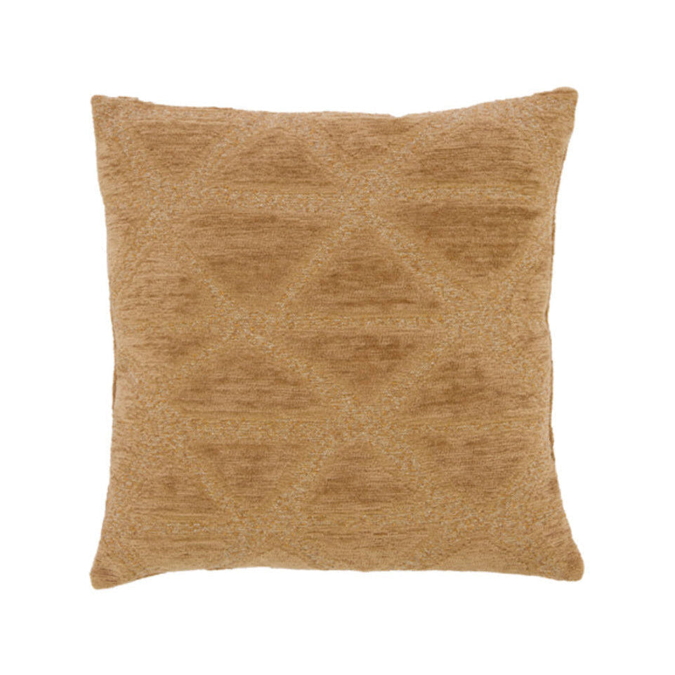 Muncie Ochre Yellow Geometric Feather Filled Square Cushion 45x45cm