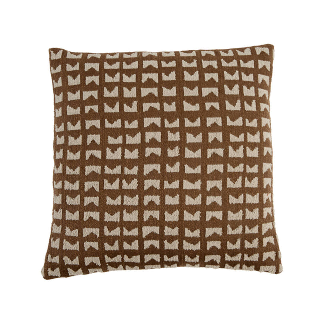 Sontra Dark Brown & Taupe Geometric Feather Filled Square Cushion 45x45cm