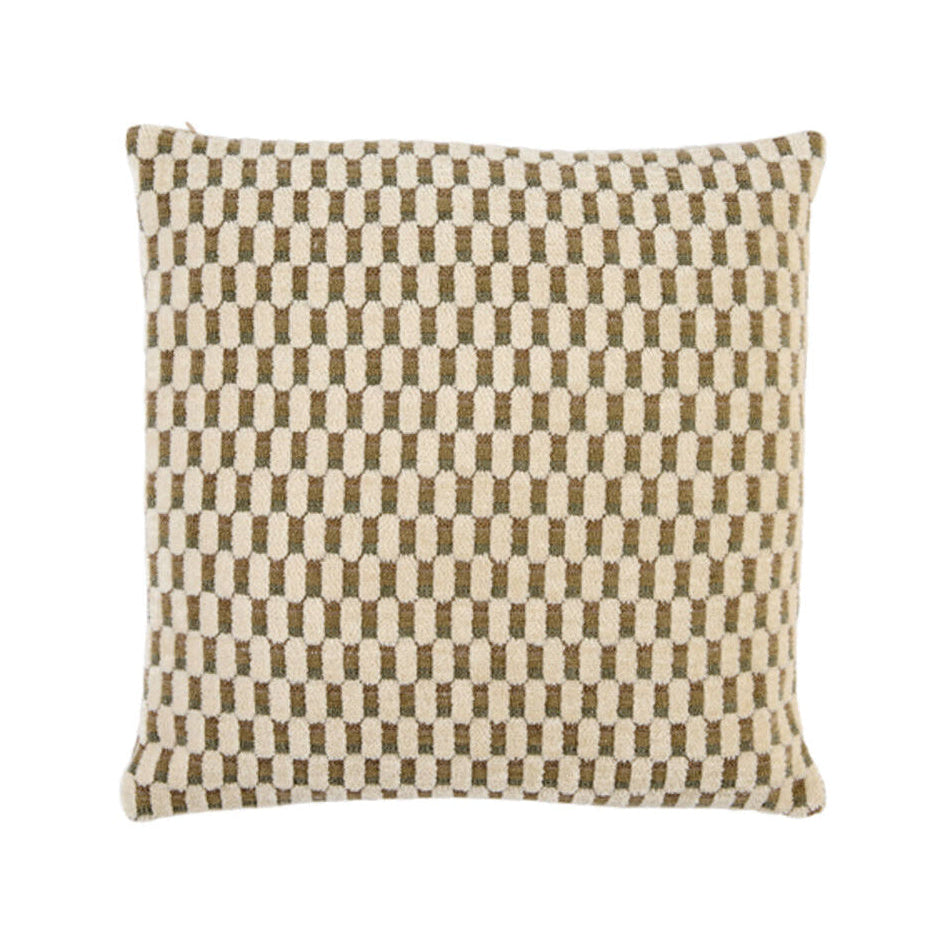Kassel Mint Green & Cream Geometric Feather Filled Square Cushion 45x45cm