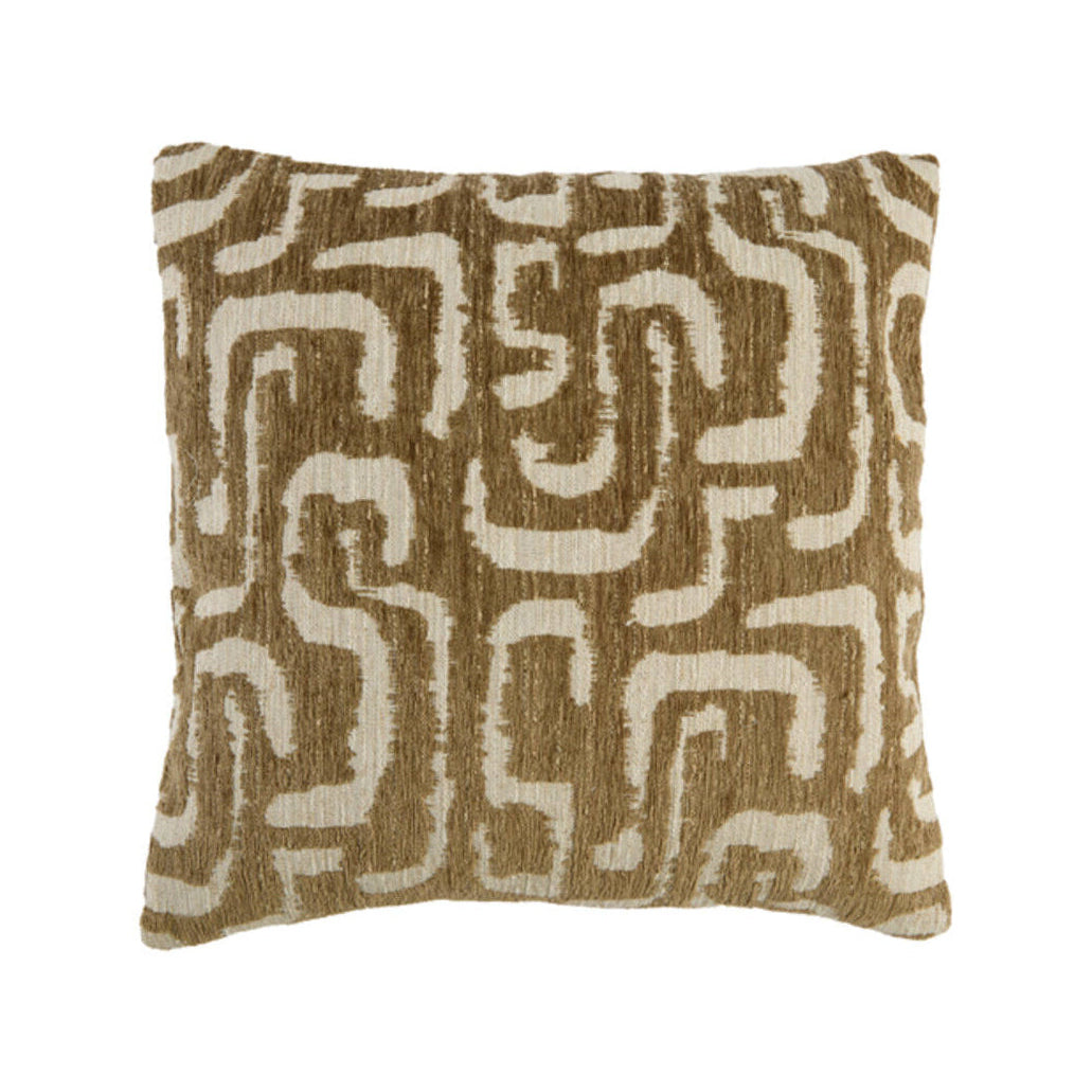 Alzey Green/Grey & Beige Abstract Feather Filled Square Cushion 45x45cm