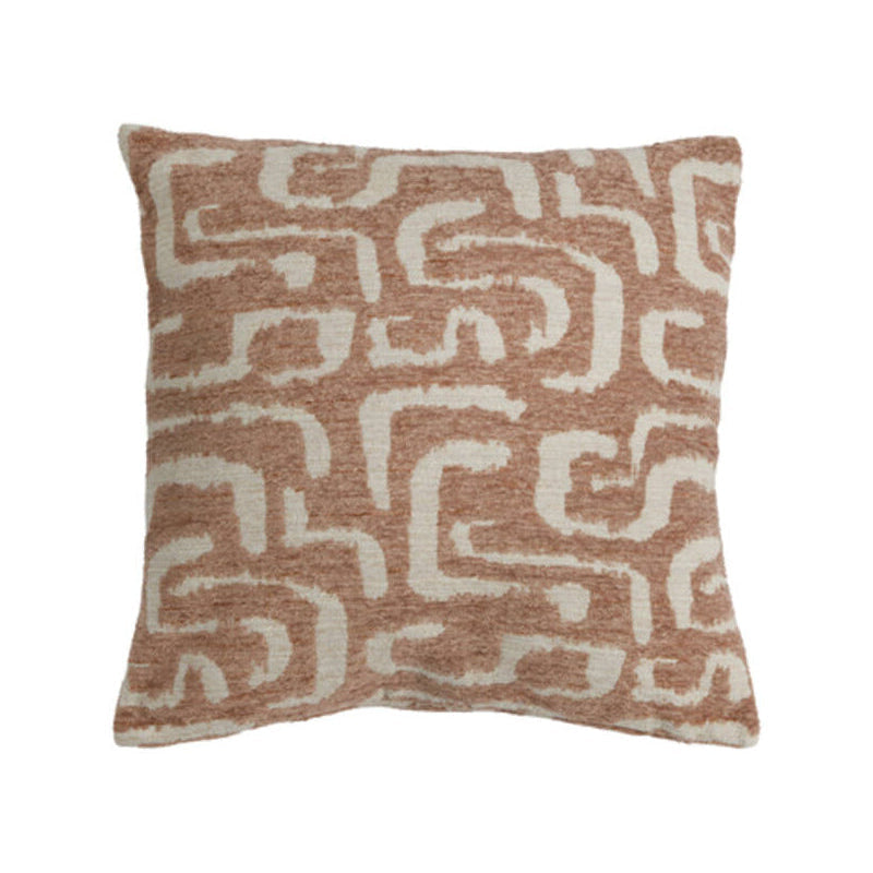Alzey Terracotta & Beige Abstract Feather Filled Square Cushion 45x45cm