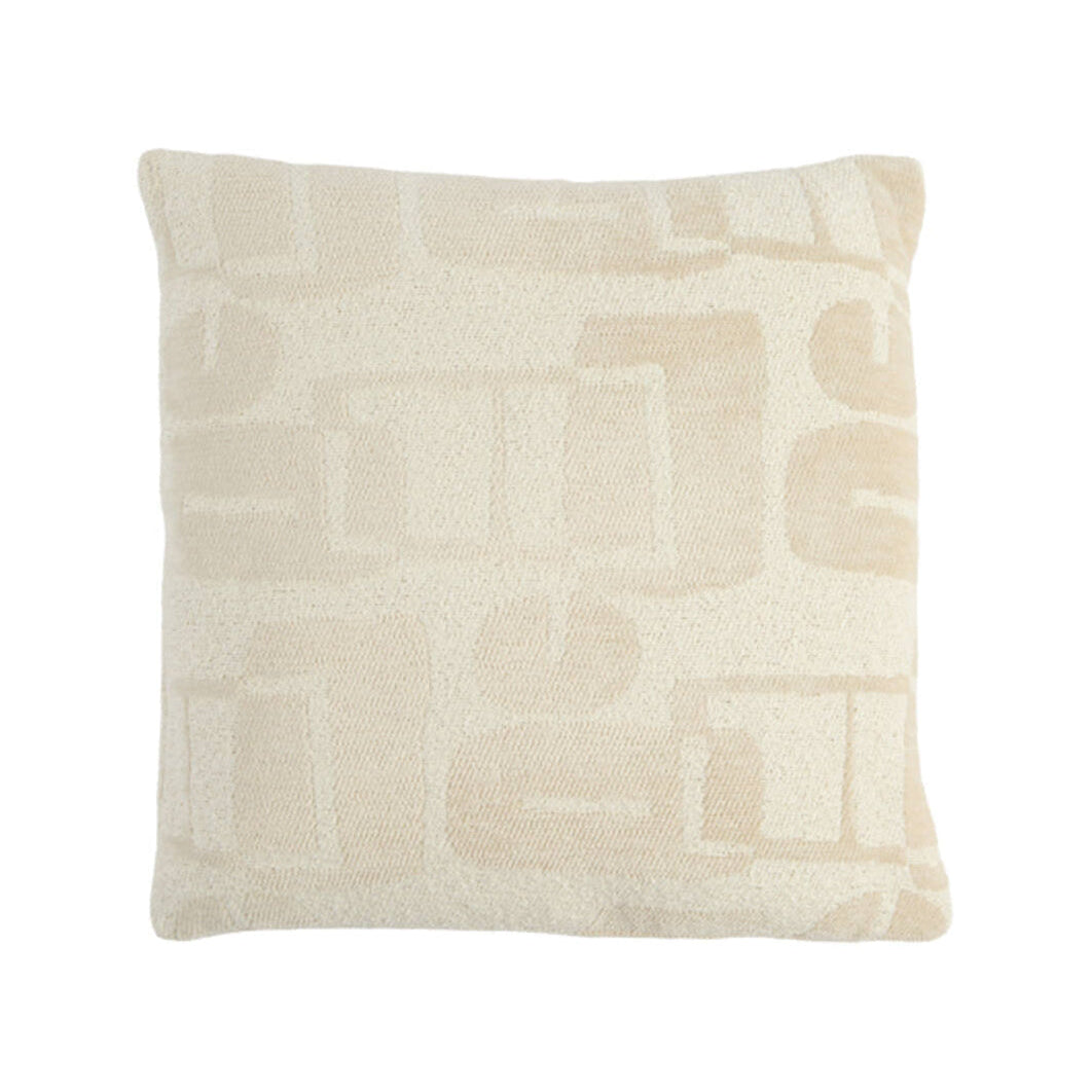 Lyss Cream Abstract Feather Filled Square Cushion 45x45cm