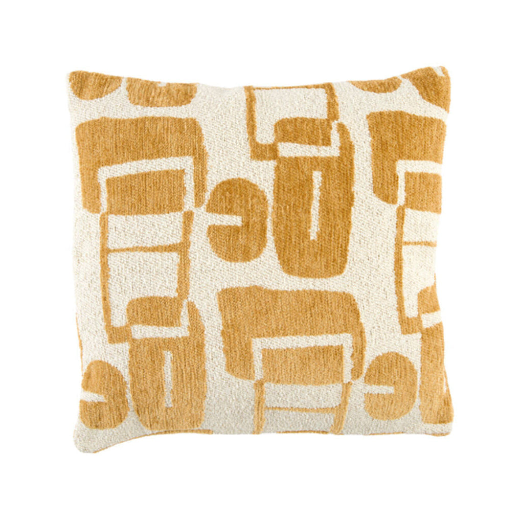 Lyss Mustard Yellow & Cream Abstract Feather Filled Square Cushion 45x45cm