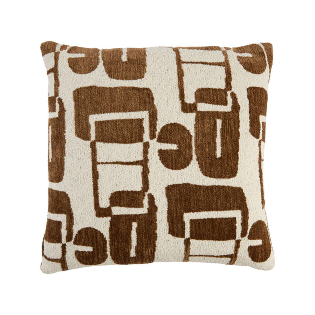Lyss Dark Brown & Cream Abstract Feather Filled Square Cushion 45x45cm