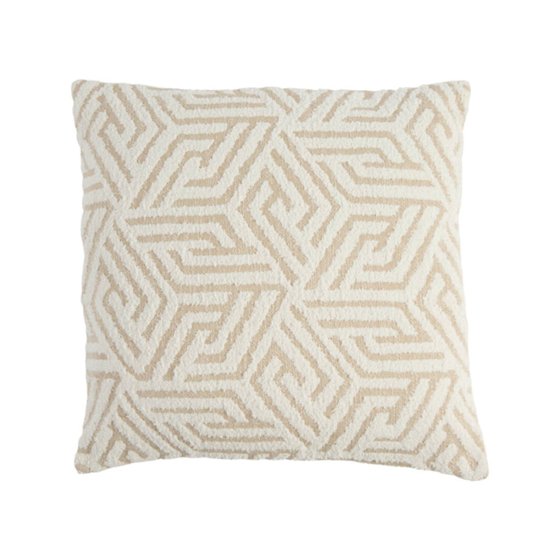 Vevey Beige & Cream Geometric Feather Filled Square Cushion 45x45cm