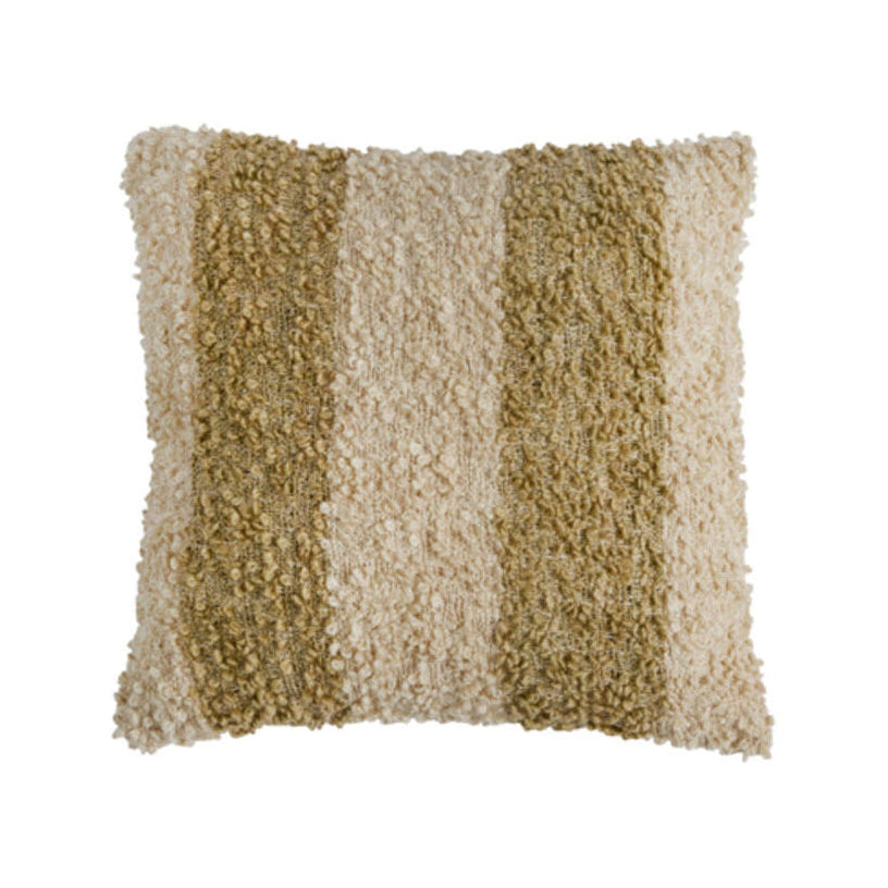 Nimba Sand & Olive Green Striped Square Cushion 45x45cm
