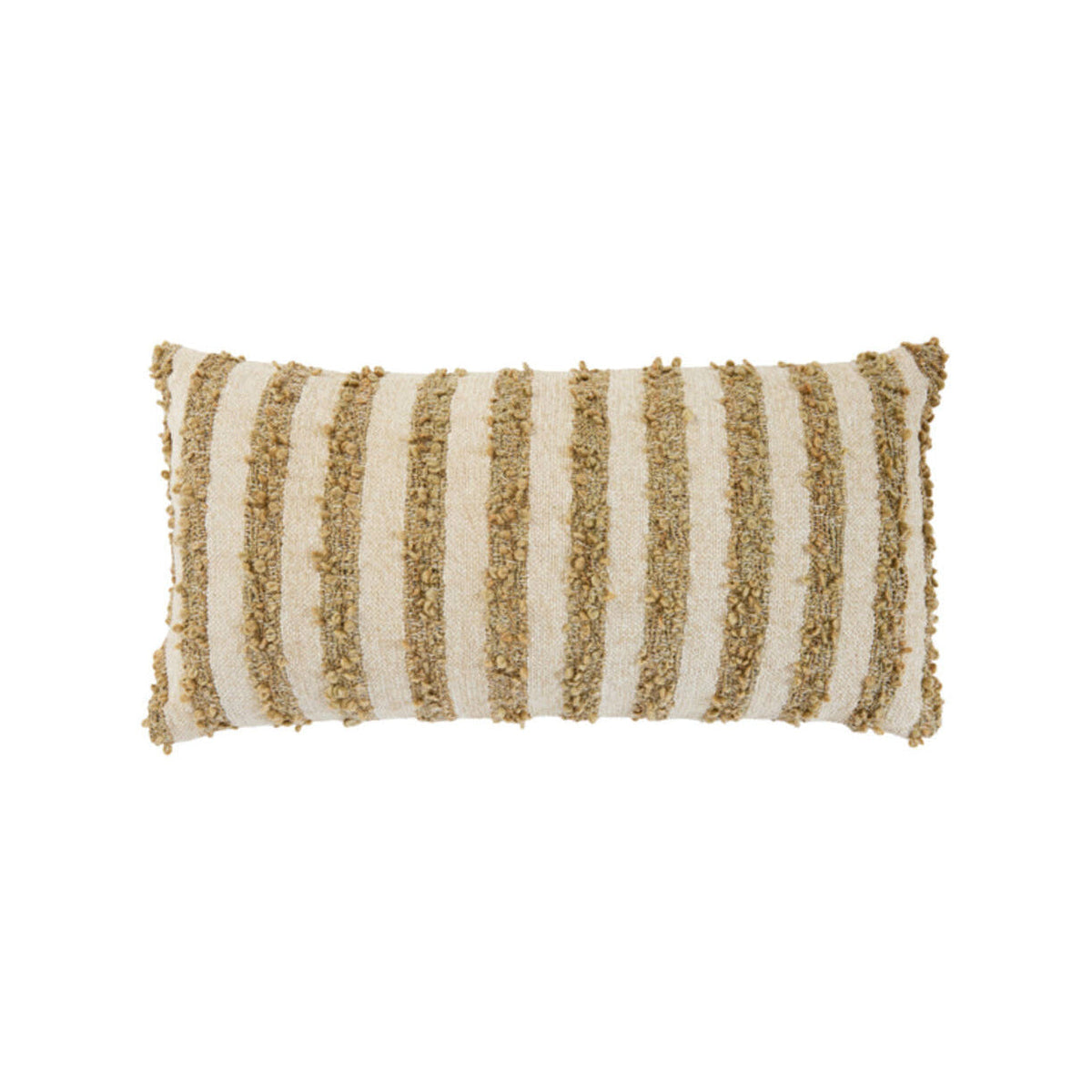 Nimba Sand & Olive Green Striped Rectangular Cushion 60x30cm