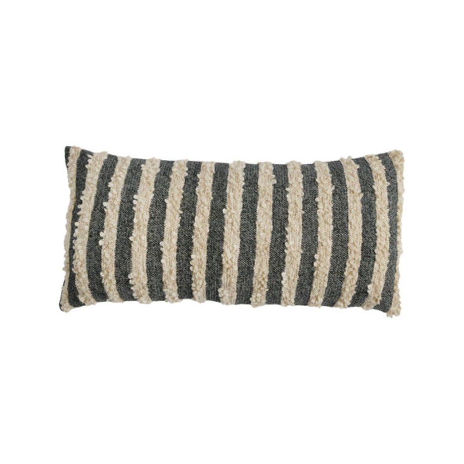 Nimba Beige & Denim Blue Striped Rectangular Cushion 60x30cm