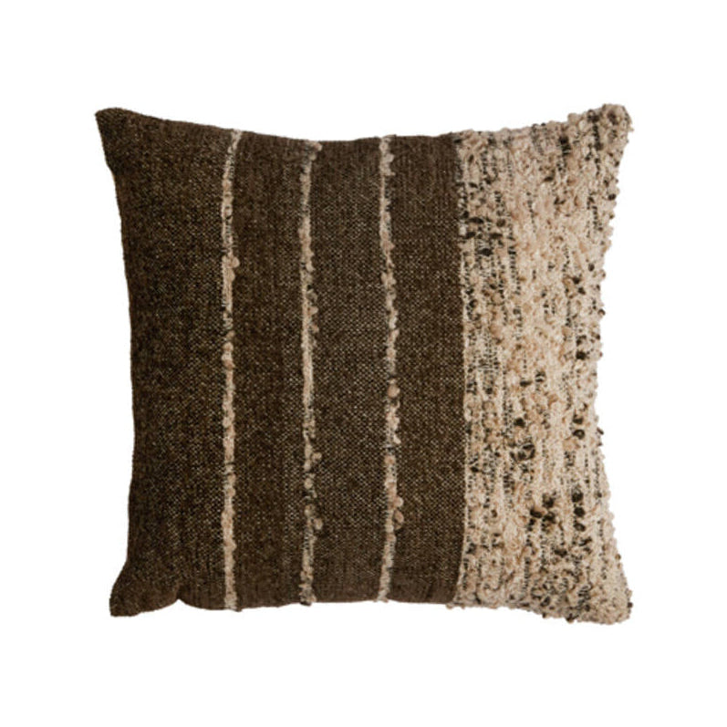 Tiani Brown & Cream Striped Square Cushion 45x45cm