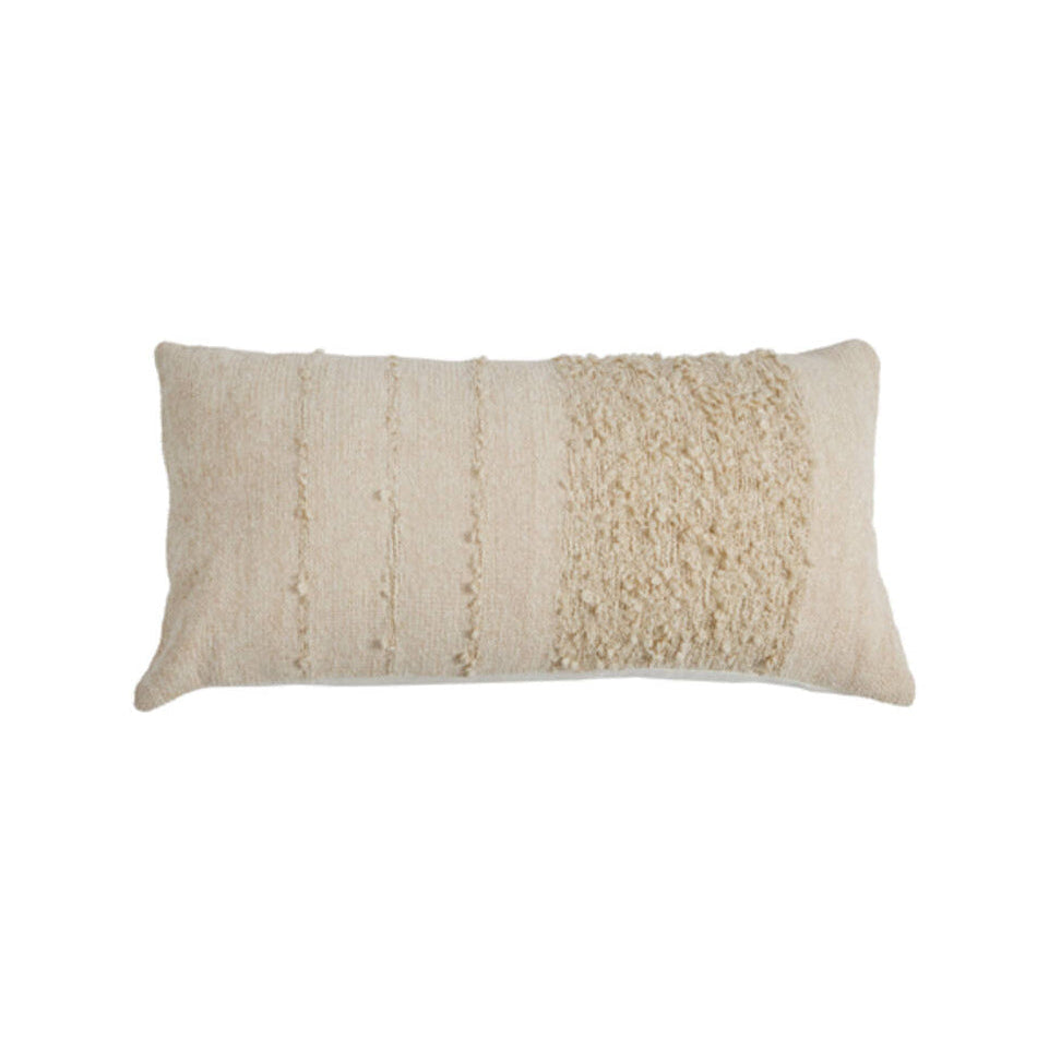 Tiani Beige Striped Rectangular Cushion 60x30cm
