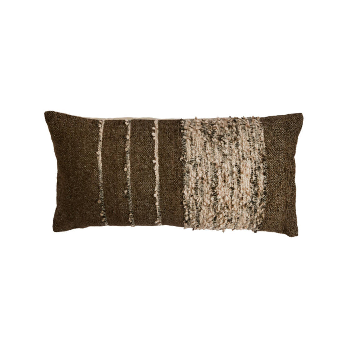 Tiani Brown & Cream Striped Rectangular Cushion 60x30cm