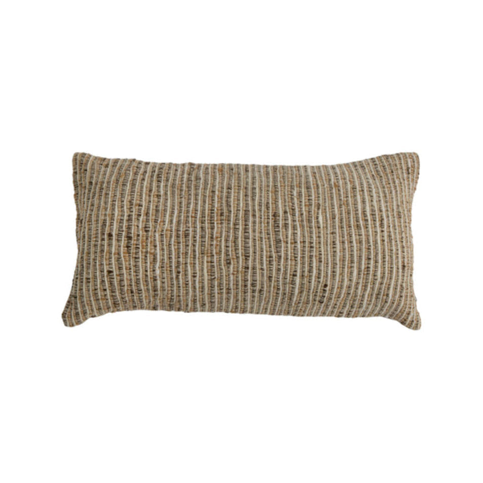 Lunca Cream & Brown Striped Rectangular Cushion 60x30cm