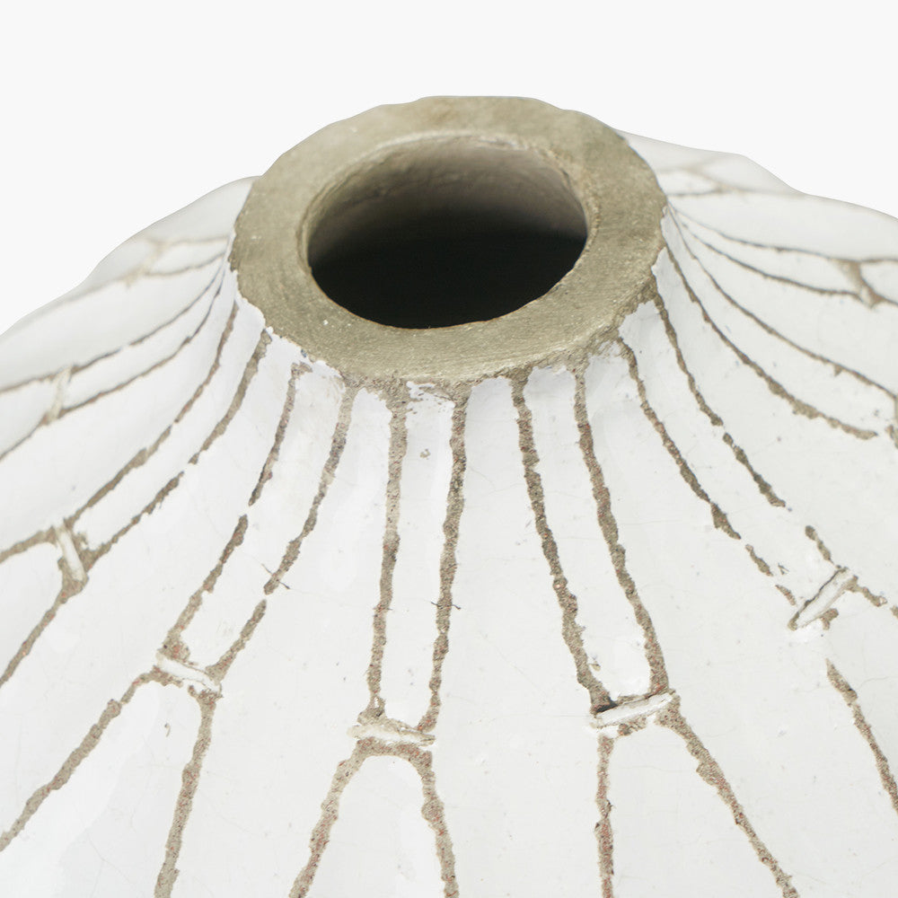 Gaudi White Stoneware Geometric Design Vase
