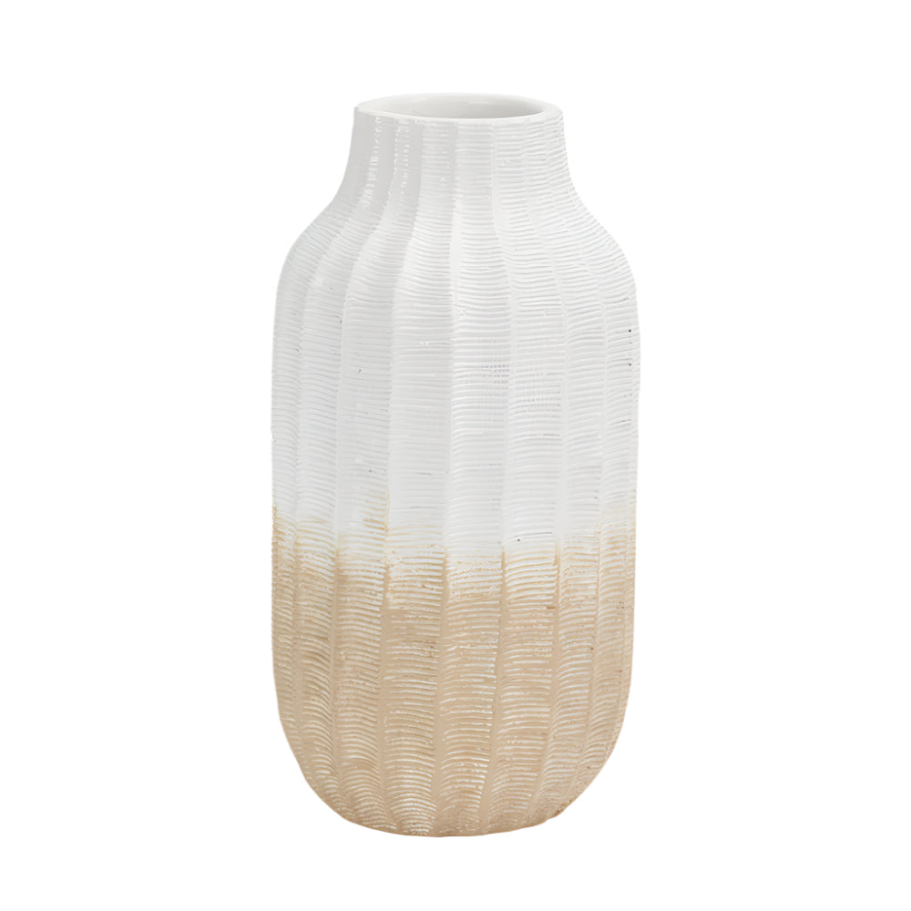 Amalia Natural & White Stoneware Textured Vase
