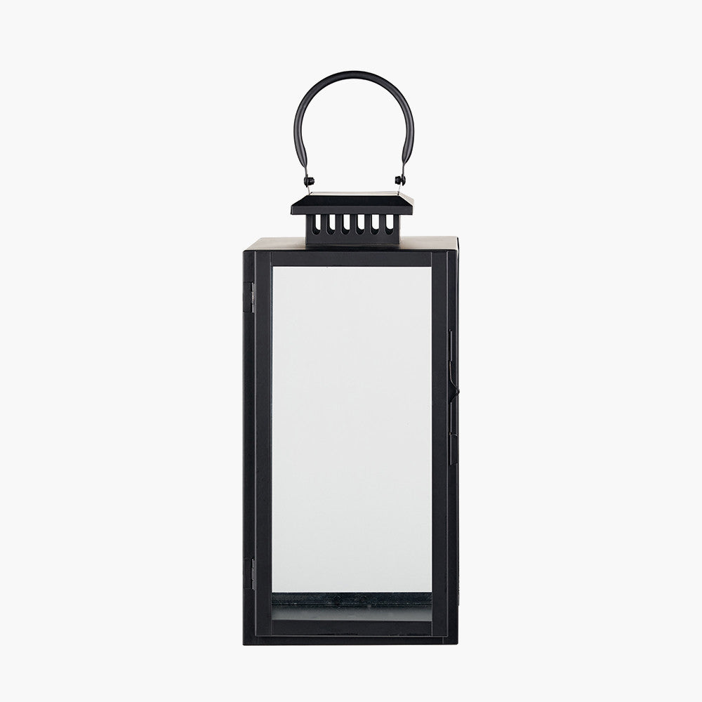 Black Stainless Steel and Glass Medium Rectangular Lantern