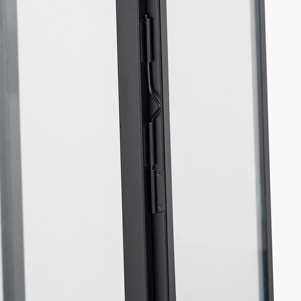 Black Stainless Steel and Glass Medium Rectangular Lantern