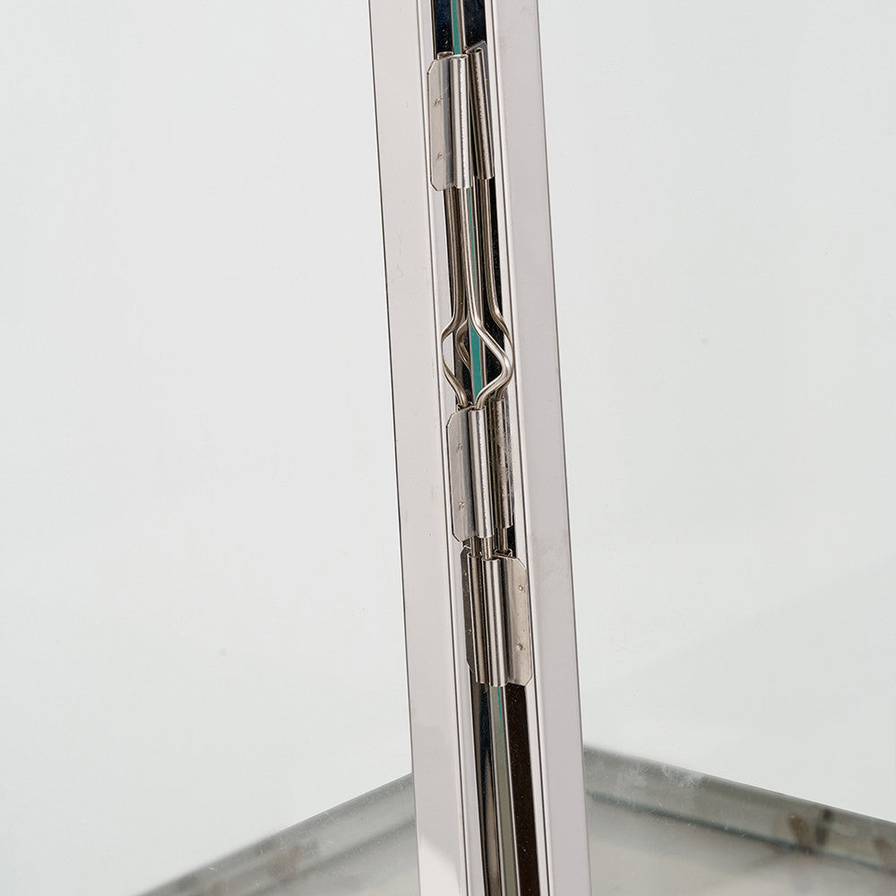 Silver Stainless Steel and Glass Medium Rectangular Lantern