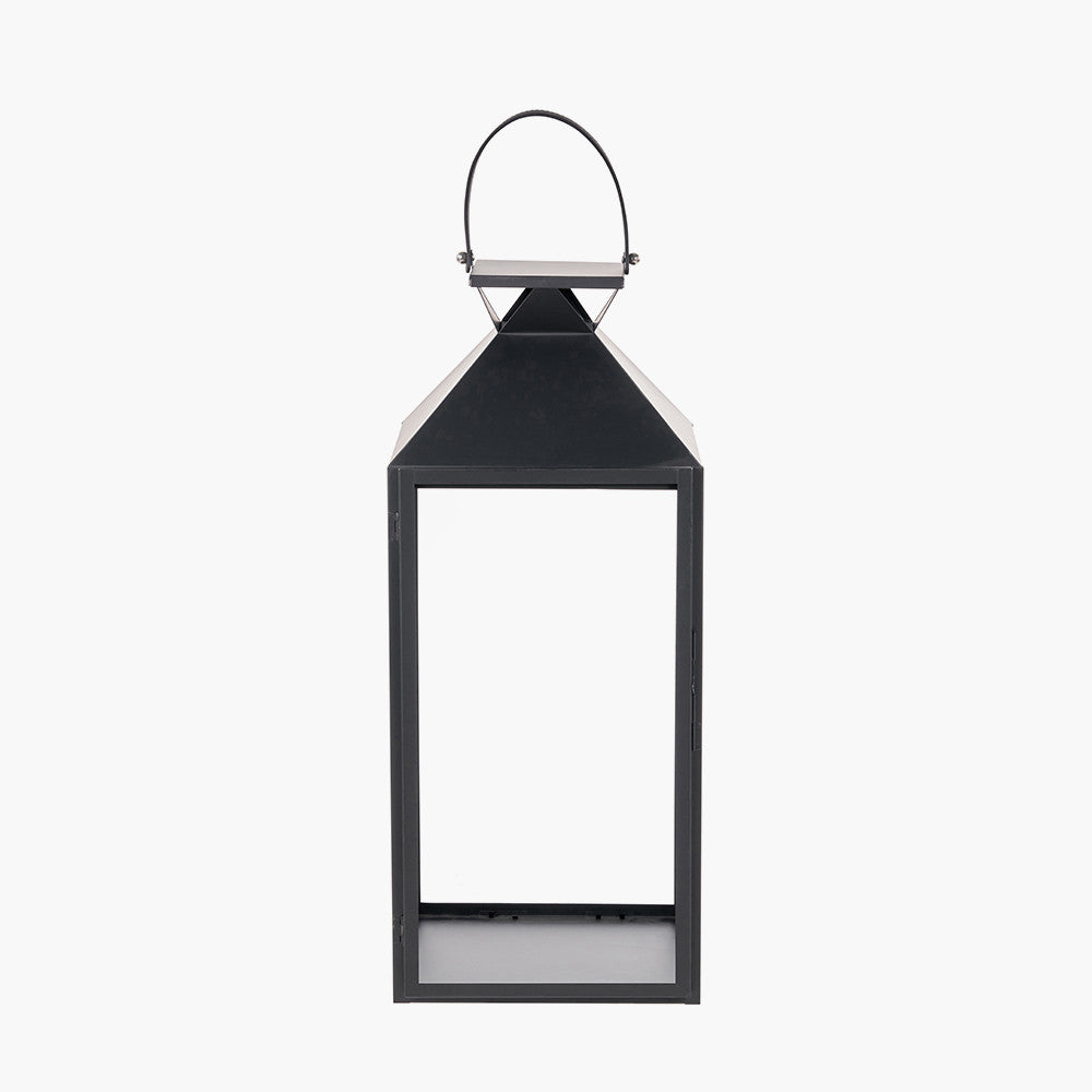 Black Stainless Steel and Glass Large Lantern