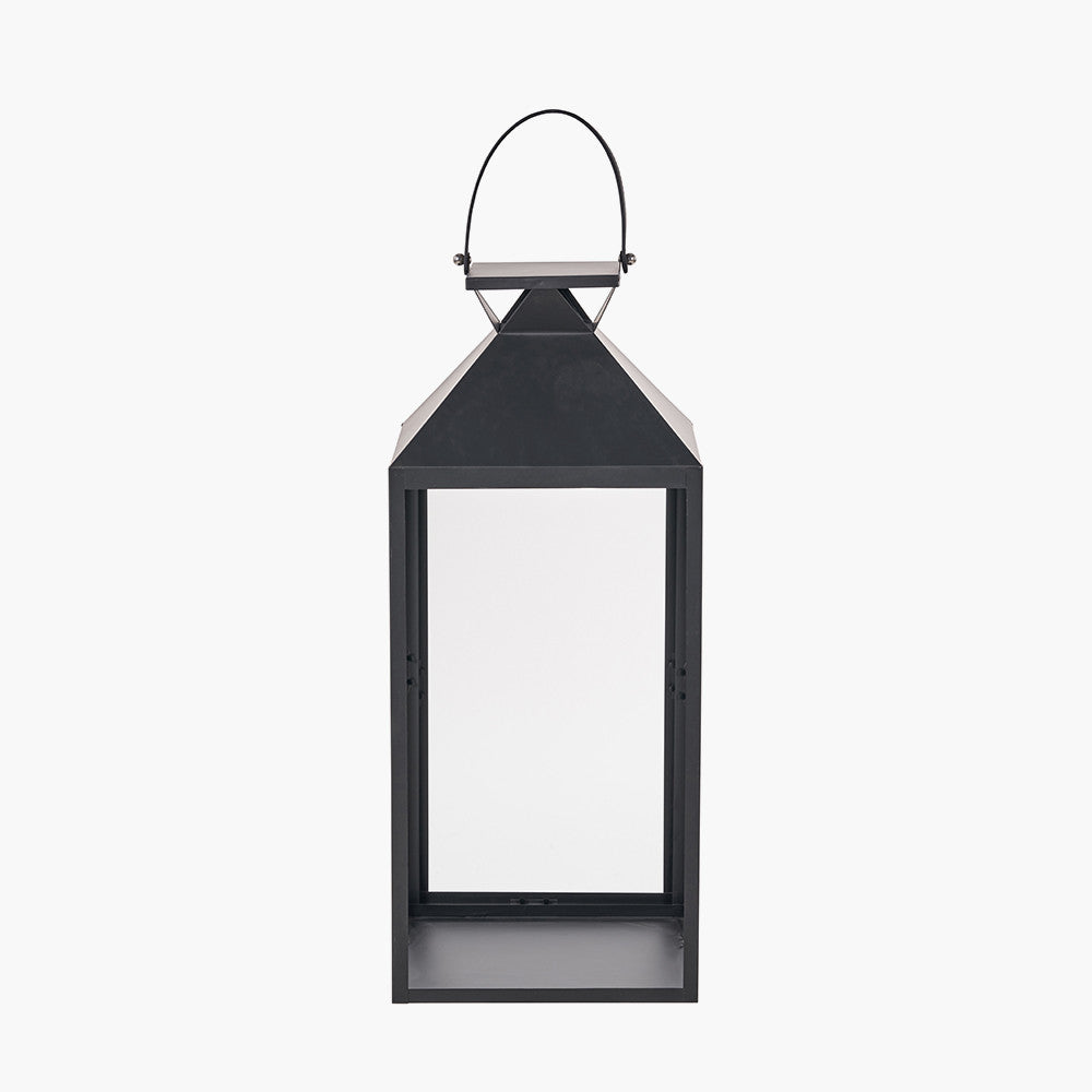 Black Stainless Steel and Glass Large Lantern