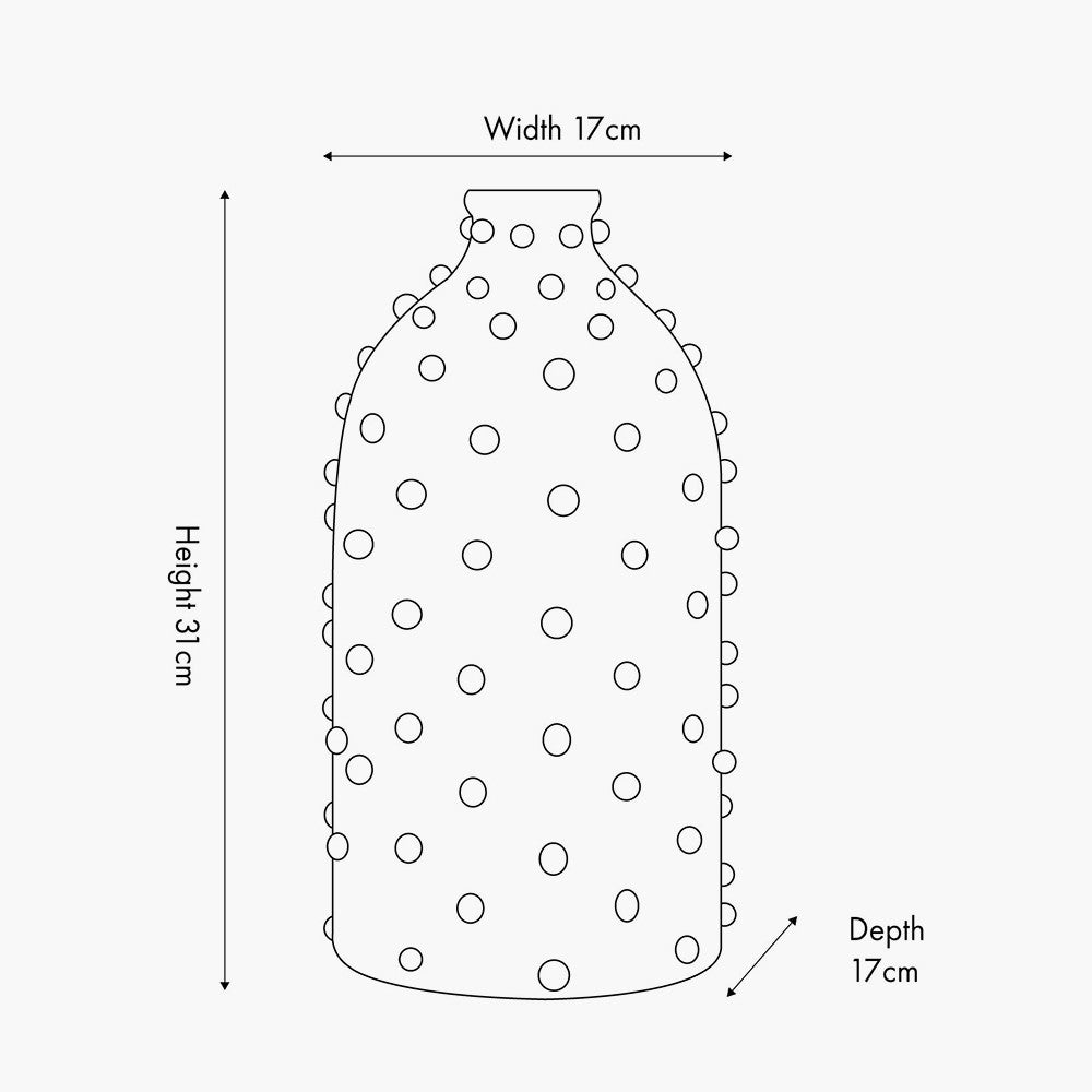 Kali Textured Dot Grey Stoneware Vase