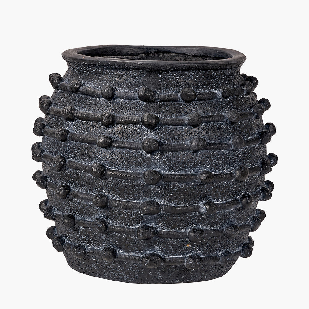 Black Bobble Fibrestone Decorative Planter Large