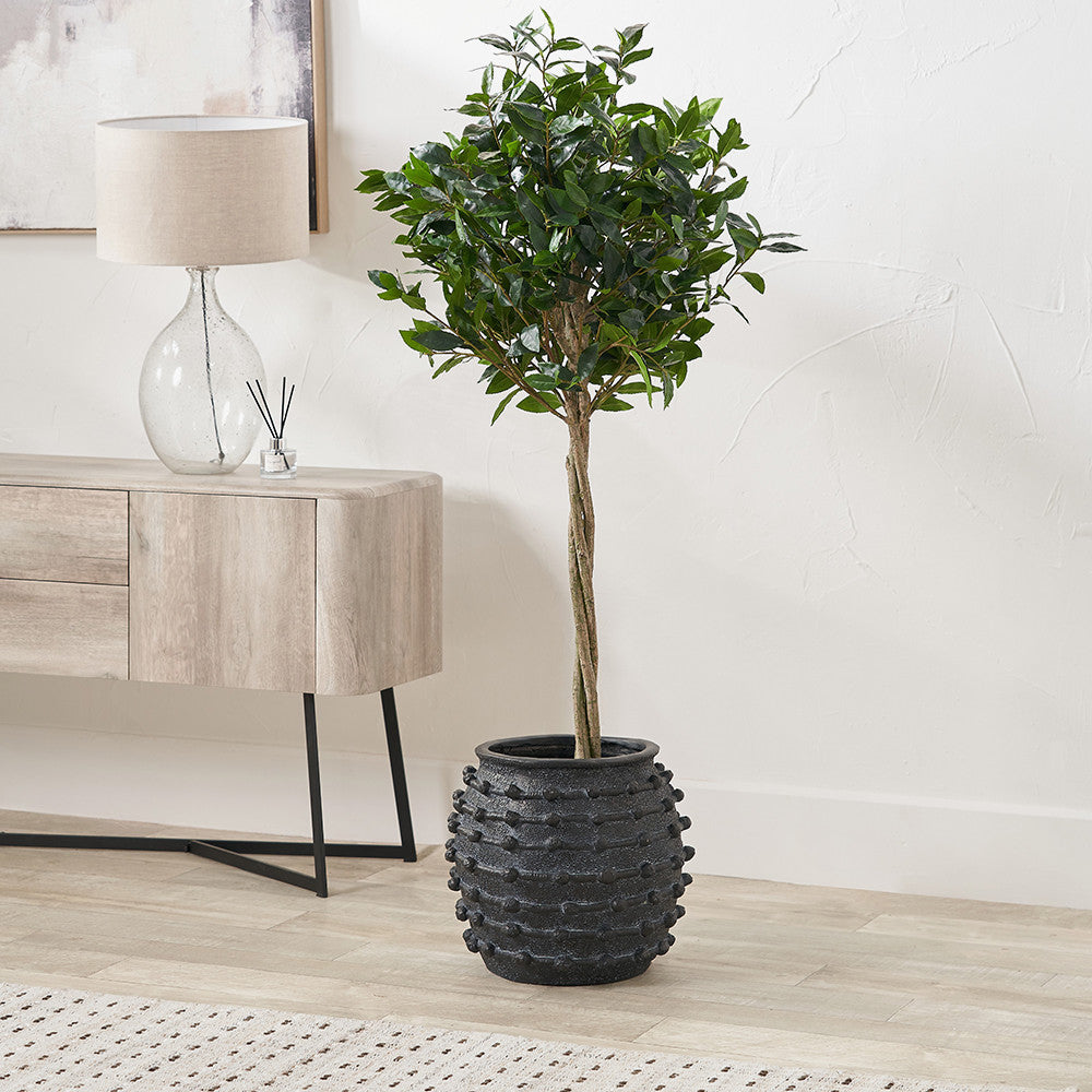 Black Bobble Fibrestone Decorative Planter Large