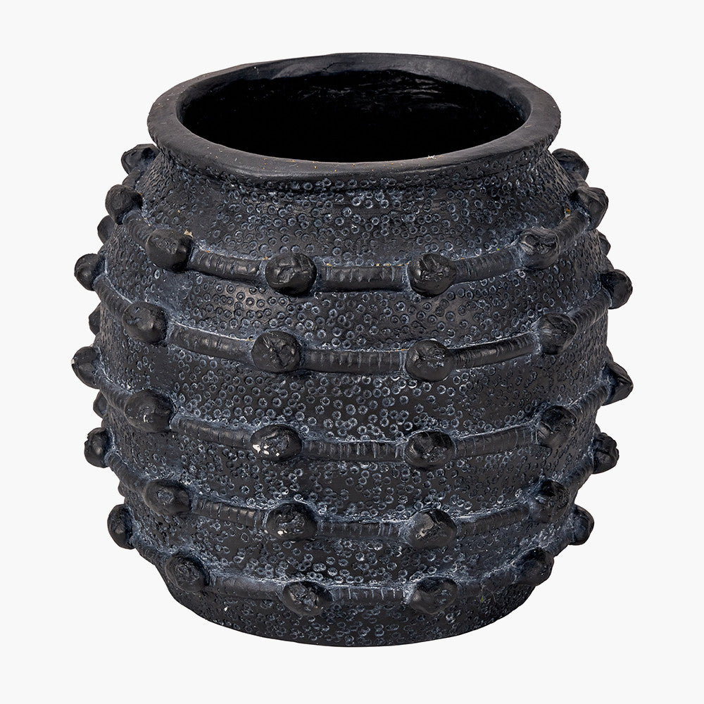 Black Bobble Fibrestone Decorative Planter