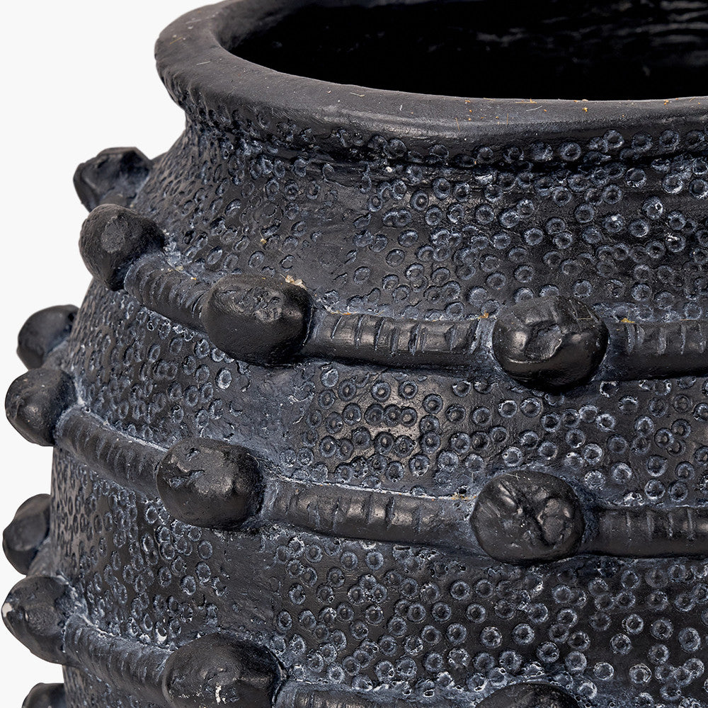 Black Bobble Fibrestone Decorative Planter