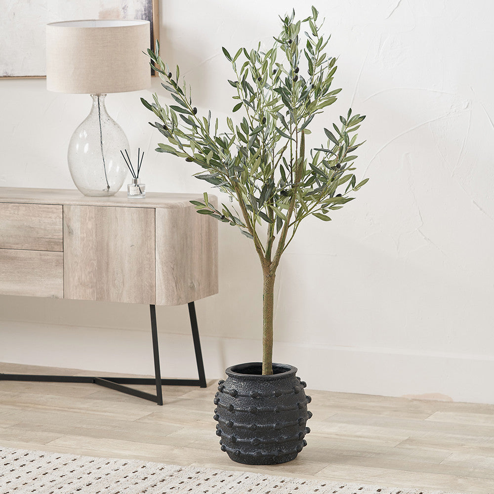 Black Bobble Fibrestone Decorative Planter